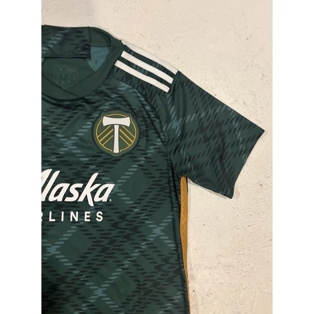 Adidas Portland Timbers Jersey Mens Medium M Green 2023/24 Home Plaid Soccer